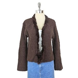 vintage 90's fur trimmed cardigan